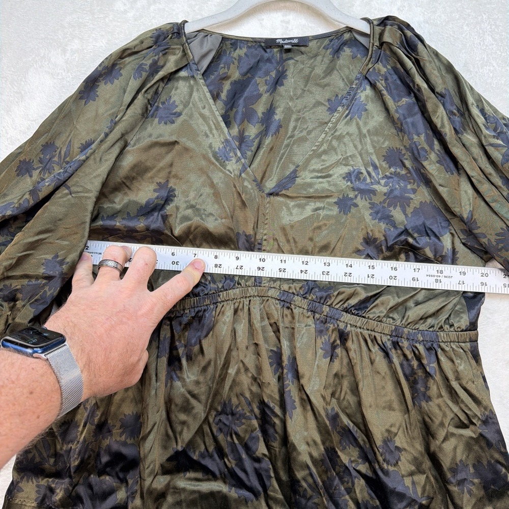 Madewell Floral Blouse Puff Sleeve V Neck Womens XXL Boho Peplum Top - Picture 4 of 8